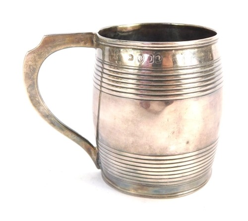 A George III silver tankard, with fluted banding, monogram engraved, London 1799, 2&frac12;oz.