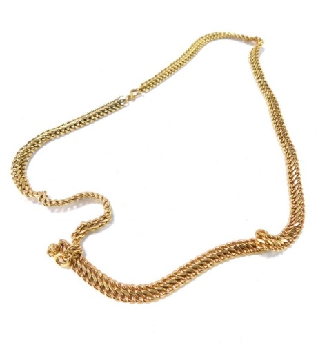 A 9ct gold necklace, with S links over three bars, 15.8g all in, 52cm long overall.
