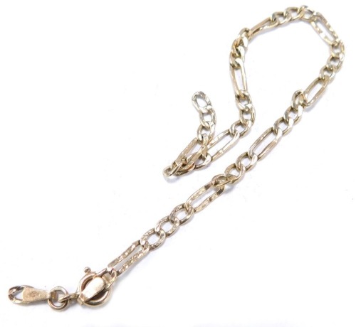 A 9ct gold figaro bracelet, 1.2g. (AF)