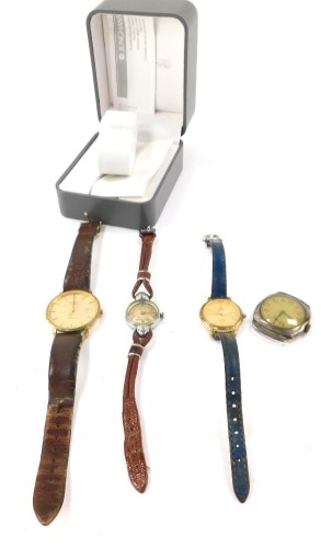 A group of wristwatches, comprising a Rotary gentleman's wristwatch, a Yeoman lady's wristwatch, a silver cased wristwatch head, etc. (a quantity)