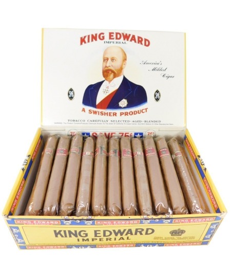 A partial box of King Edward Imperial Cigars, the box to hold fifty, 47 in box.