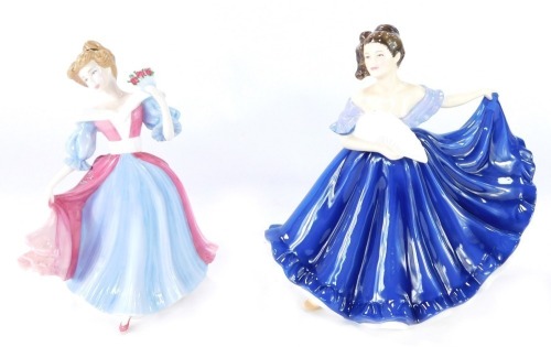 Two Royal Doulton Ladies, comprising Pretty Ladies Best of the Classics Amy, 16cm high, and Pretty Ladies Elaine, 17cm high. (2)