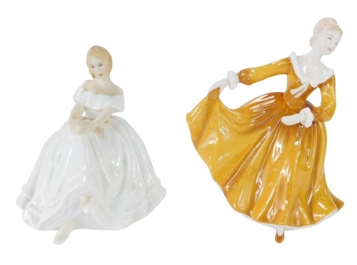 Two Royal Doulton figures, comprising Heather HN2956, 14cm high, and Pretty Ladies Best of the Classics Kirsty, 16cm high. (2)
