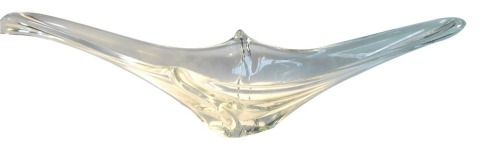 A Daum crystal art glass fruit bowl, of out stretched, flared form, etched Daum France, 79cm wide.