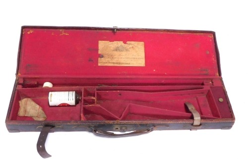 A Victorian brown leather gun carry case, by William Powell & Son, 13 Carrs Lane, High Street, Birmingham, 83cm wide.