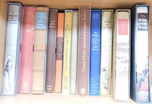 Folio Society, comprising A Treasury of Mark Twain, The Adventures of Sherlock Holmes, Life of The Buddha, Elsarco The Bandit, The Diary of a Nobody, Travels with a Donkey, Journal of a Country Curate, Sir John Barrow, Pick of Punch, Mutiny of HMS Bounty,