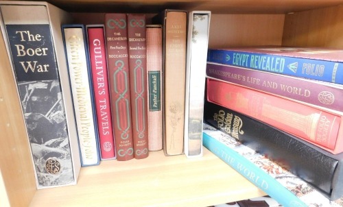 Folio Society, a collection of folio books to include The Boer War, Medieval People, Gulliver's Travels, The Decameron, First Five Days and Second Five Days, Pather Panchali, The Story of San Michel, The Grand Tour, Egypt Revealed, Shakespeare's Life and 