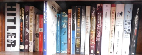 War related books, comprising Hitler's Gateway to the Atlantic, Girl Guides Won The War, Hitler's Greatest Defeat, My Fighter, My Boy Jack, Hitler, etc. (1 shelf)