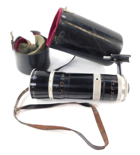 A Kern Paliard 1:5 18x86mm lens, in a Zeiss Ikon case.