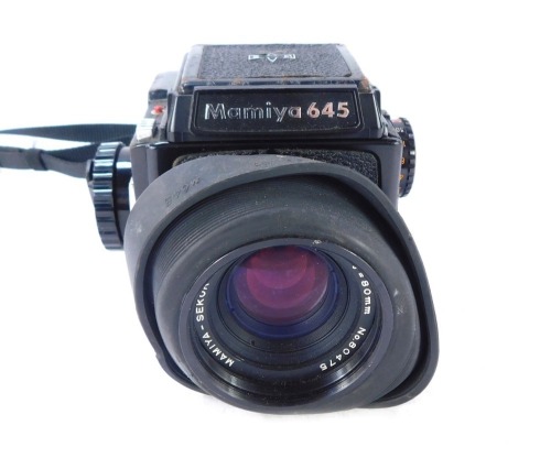 A Mamiya 645 camera.