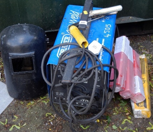 A Draper welding machine, with welding blocks and a visor.