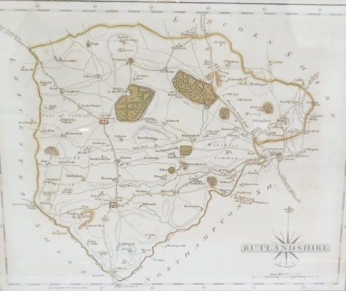 John Cary. Rutlandshire framed map, 24cm x 26cm, framed and glazed.