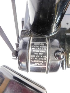 A Singer electric sewing machine, 222K, with pedal attachment and threads, boxed. (AF) WARNING! This lot contains untested or unsafe electrical items. It is supplied for scrap or re-conditioning only. TRADE ONLY - 3