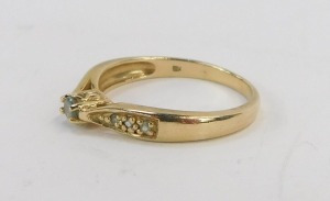 Two 9ct gold dress rings, comprising a cameo and CZ dress ring, ring size L&frac12;, and an aquamarine and CZ dress ring, ring size O, 4g all in. (2) - 2