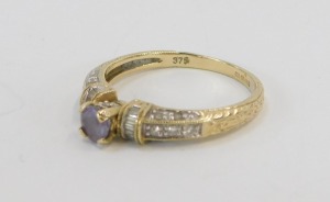 Two 9ct gold dress rings, comprising a CZ pave set dress ring, ring size N and an amethyst and CZ dress ring, ring size N&frac12;, 4.7g all in. (2) - 2