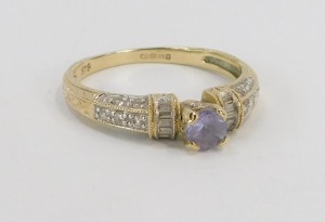 Two 9ct gold dress rings, comprising a CZ pave set dress ring, ring size N and an amethyst and CZ dress ring, ring size N&frac12;, 4.7g all in. (2) - 3