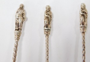A set of six silver plated apostle spoons, with varying marks. - 3