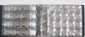 Four albums of UK coinage, comprising six pence pieces, shillings, 2p's, Elizabeth II and George V thru'penny bits, farthings, half pennies, pennies, half crowns, in presentation folders. (4 albums) - 3