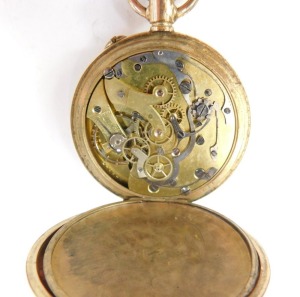 A gold plated pocket watch, and a white metal fob watch, stamped 925. (2) - 3