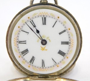 A gold plated pocket watch, and a white metal fob watch, stamped 925. (2) - 5