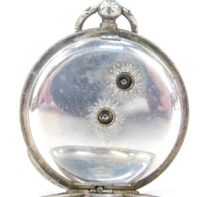 A gold plated pocket watch, and a white metal fob watch, stamped 925. (2) - 7