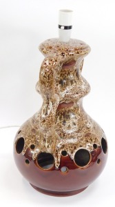 A Western Germany Fat Lava table lamp, in brown treacle glaze, 43cm high. - 2