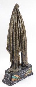 An Art Deco style figure, of a lady carrying drape, on marble effect coloured base, 52cm high. - 3