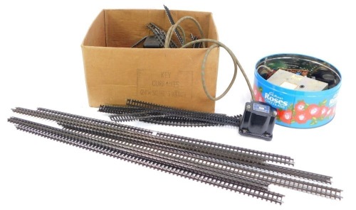 Various OO gauge track, transformers, etc. (1 box)