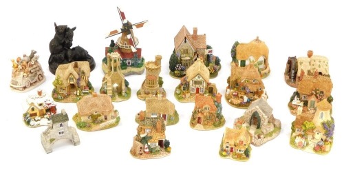 A group of Lilliput Lane cottages, to include Clover Cottage, Custom House King Lynn, Little Scrumpy, Tintagel Old Post Office, Daisy Cottage, Fresh Today, Ice and Easy, Greyfrairs Tower, Kilm Cottage, Fisherman's Cottage, New Neighbours, etc. all boxed. 